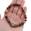 Bratara pe elastic Agat maro sfere 8mm cu element Pomul Vietii in cutie cadou, imagine 3