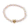 Bratara pe elastic Cuart roz sfere 6mm cu element tigru in cutie cadou, imagine 3
