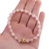 Bratara pe elastic Cuart roz sfere 6mm cu element tigru in cutie cadou, imagine 4