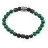 Bratara pe elastic Malachit si Onix mat sfere 8mm cu element argintiu in cutie cadou, imagine 2