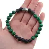 Bratara pe elastic Malachit si Onix mat sfere 8mm cu element argintiu in cutie cadou, imagine 3