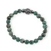 Bratara pe elastic Turcoaz African si Hematit sfere 8mm cu element argintiu in cutie cadou, imagine 2