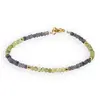 Bratara Peridot si Iolith discuri fatetate 3mm cu bumbi aurii, imagine 2