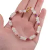 Bratara Piatra lunii alba discuri fatetate 6mm si Turmalina roz discuri fatetate 5mm, cu bumbi aurii, imagine 4