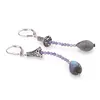 Cercei cu agatatoare Ametist sfere fatetate 2mm si Labradorit picatura 13-14mm cu Argint 925, imagine 2
