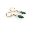 Cercei cu agatatoare Aventurin neregulat 9-10mm si Cristal de stanca sfere 4mm, imagine 2