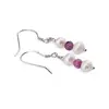 Cercei cu agatatoare Perle de cultura 5-6mm si Rubin sfere fatetate 4mm cu Argint 925, imagine 2