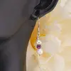 Cercei cu agatatoare Perle de cultura 5-6mm si Rubin sfere fatetate 4mm cu Argint 925, imagine 3
