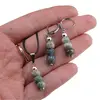 Set cercei cu agatatoare si pandantiv Jad Serpentin discuri fatetate, 6-7mm, imagine 4