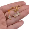 Set Cercei si Pandantiv Fluorit triunghi 7-8mm si Cristal de stanca discuri fatetate 3mm cu inox auriu, imagine 4