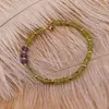 Bratara Peridot discuri fatetate 4mm si Ametist discuri fatetate 6mm cu bumbi aurii, imagine 3