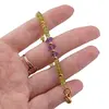 Bratara Peridot discuri fatetate 4mm si Ametist discuri fatetate 6mm cu bumbi aurii, imagine 4