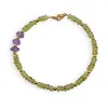 Bratara Peridot discuri fatetate 4mm si Ametist discuri fatetate 6mm cu bumbi aurii