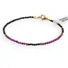 Bratara Spinel negru si Rubin sfere microfatetate 2mm cu bumbi aurii, imagine 2