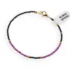 Bratara Spinel negru si Rubin sfere microfatetate 2mm cu bumbi aurii
