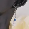 Cercei cu agatatoare clasica Piatra lunii discuri fatetate 6mm si Kianit sfere fatetate 4-5mm cu Argint 925, imagine 3