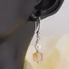 Cercei cu agatatoare din Argint 925 si zirconiu cu Citrin cub 6-7mm si Perle de cultura 5mm, imagine 3
