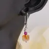Cercei cu agatatoare din Argint 925 si zirconiu cu Citrin cub 6-7mm si Rubin 3mm, imagine 3