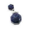 Pandantiv cristal natural Sodalit sticluta cu agatatoare argintie, model octogon - 3,5cm, imagine 3