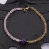 Bratara Citrin si Cuart roz discuri fatetate 4mm cu sfera fatetata de Ametist 8mm, imagine 2