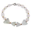 Bratara Cuart roz oval neregulat 6-9mm si Prehnit triunghi 10-13mm cu bumbi aurii