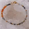 Bratara Cuart turmalinat si Carneol discuri fatetate cu bumbi aurii, 3-4mm, imagine 2