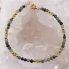 Bratara Jad sfere fatetate si Peridot sfere cu bumbi aurii, 3mm, imagine 2