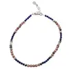 Bratara Lapis Lazuli 2mm si Rodocrozit 3mm sfere fatetate cu elemente din Argint 925