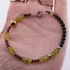 Bratara Peridot discuri fatetate 5mm cu Granat si Onix negru mat sfere 3-4mm, imagine 3