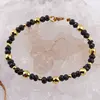 Bratara Turmalina neagra discuri fatetate cu elemente aurii, 4-5mm, imagine 2