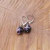 Cercei cu agatatoare Agat mov patat sfere fatetate 10mm, imagine 3