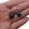 Cercei cu agatatoare Agat negru sfere fatetate 10mm, imagine 4