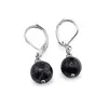 Cercei cu agatatoare Agat negru sfere fatetate 10mm