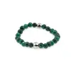 Inel pe elastic cu Malachit si argint 925, sfere fatetate 2-3mm, imagine 2