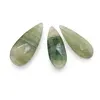 Briolete fatetate Fluorit verde - Long Teardrop, 3 buc