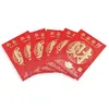 Plic rosu chinezesc cu lingou de aur pentru bogatie, 6 buc
