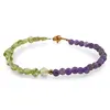 Bratara Ametist sfere 4mm si Peridot banuti 3-4mm cu bumb auriu, imagine 2