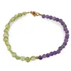 Bratara Ametist sfere 4mm si Peridot banuti 3-4mm cu bumb auriu