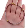 Bratara Granat Rhodolit si Labradorit sfere fatetate cu bumbi aurii, 3mm, imagine 4