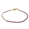 Bratara Granat Rhodolit si Mix Berile sfere fatetate cu bumbi aurii, 2-3mm, imagine 2