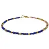 Bratara Lapis lazuli si Turmalina multicolora discuri fatetate si bumbi aurii, 3mm, imagine 2