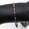 Bratara Lapis lazuli si Turmalina multicolora discuri fatetate si bumbi aurii, 3mm, imagine 3