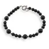 Bratara Turmalina neagra sfere 4-6mm si bumbi argintii