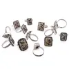 Inel reglabil cu montura argintie Jasp dalmatian, imagine 4