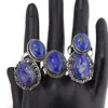Inel reglabil cu montura argintie Lapis lazuli, imagine 3
