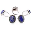 Inel reglabil cu montura argintie Lapis lazuli, imagine 4