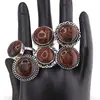 Inel reglabil cu montura argintie Obsidian mahon, imagine 3