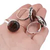 Inel reglabil cu montura argintie Obsidian mahon, imagine 5