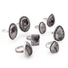 Inel reglabil cu montura argintie Opal dendritic, imagine 2