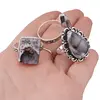 Inel reglabil cu montura argintie Opal dendritic, imagine 5